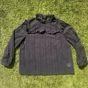 Madewell Black Eyelet Ruffle Blouse